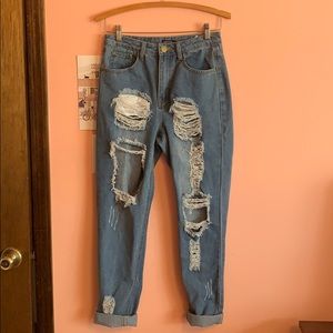 Nasty Gal Girl Talk Distressed Mom Jeans